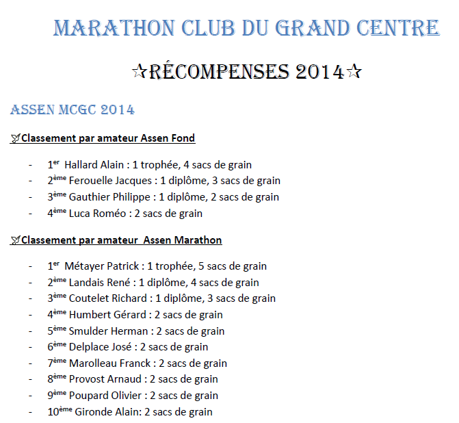 R&eacute;compenses 2014